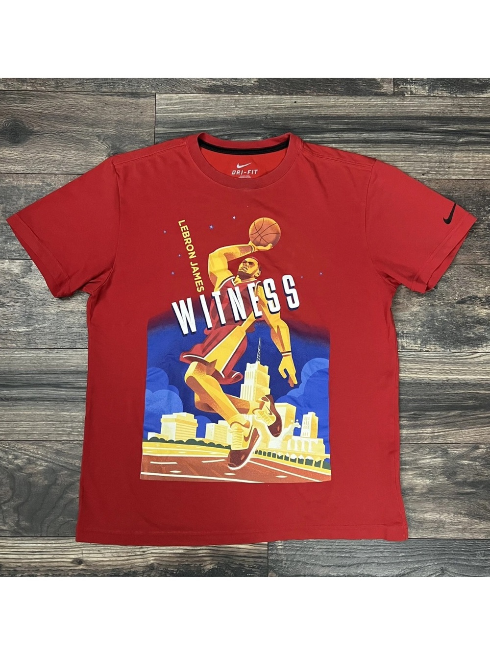 Nike LeBron James “Witness” City Line Men’s Large Red Dri-Fit Shirt